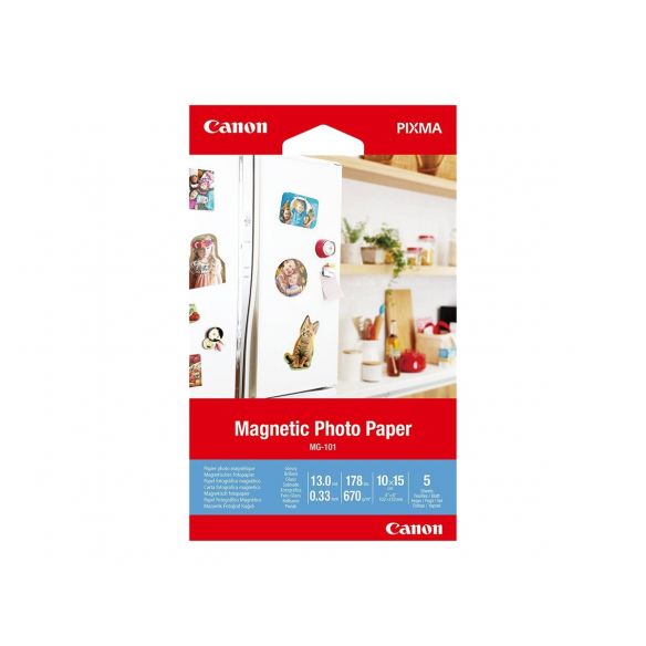 Canon Magnetic Photo Paper MG-101 - papier photo magnétique - 5 feuille(s) - 100 x 150 mm - 670 g/m² Canon - 1