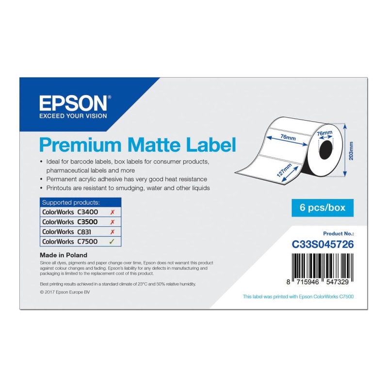 Epson Premium - Étiquettes en forme découpée - 5760 étiquette(s) - 76 x 127 mm Epson - 1