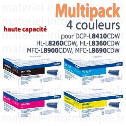 Multipack 4 couleurs hautes capacités Brother TN423 d'origine