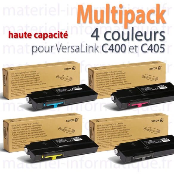 Multipack 4 couleurs haute capacité Xerox pour VersaLink C400 / C405 toner d'origine
