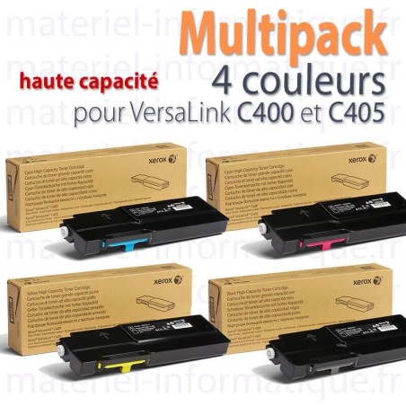 Multipack 4 couleurs haute capacité Xerox pour VersaLink C400 / C405 toner d'origine
