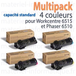 Multipack 4 couleurs capacité standard Xerox pour WorkCentre 6515 et Phaser 6510 toner d'origine