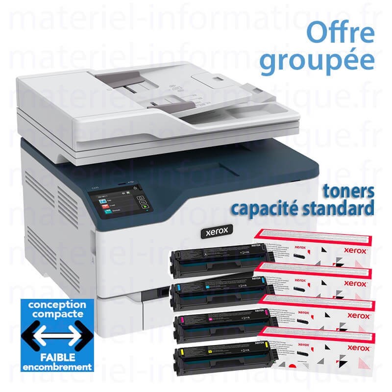 Offre groupée : imprimante multifonction wifi couleur Xerox C235 DNI + 1 jeu de consommable d'origine Xerox (standard)