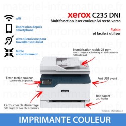 Offre groupée : imprimante multifonction wifi couleur Xerox C235 DNI + 1 jeu de consommable Xerox (grande capacité)