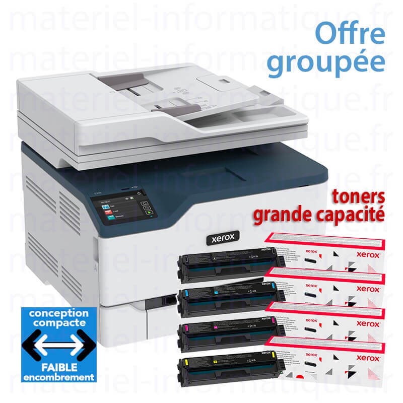 Offre groupée : imprimante multifonction wifi couleur Xerox C235 DNI + 1 jeu de consommable Xerox (grande capacité)