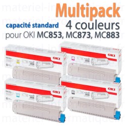 Multipack toner d'origine 4 couleurs capacité standard pour Oki MC853, MC873, MC883