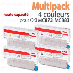 Multipack toner d'origine 4 couleurs haute capacité pour Oki MC873 et MC883
