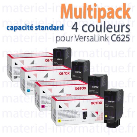 Multipack 4 couleurs capacité standard Xerox pour C625 toner d'origine