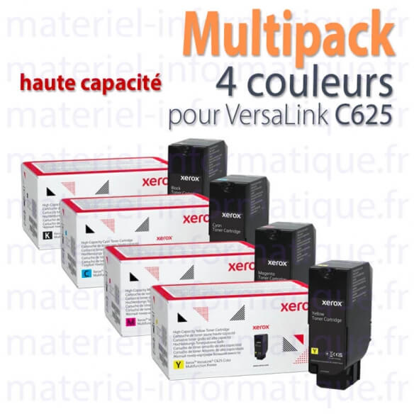 Multipack 4 couleurs haute capacité Xerox pour C625 toner d'origine