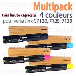 Multipack 4 couleurs très haute capacité Xerox pour C7120, 7125, 7130 toner d'origine