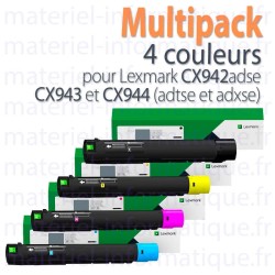 Multipack 4 couleurs Lexmark pour CX942, CX943, CX944 toner d'origine