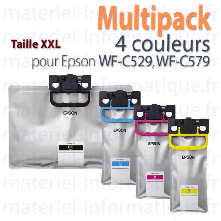 Multipack 4 couleurs taille XXL Epson C13T01D d'origine pour WF-C529, WF-C579