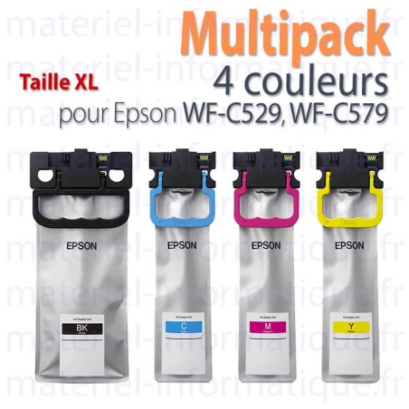 Multipack 4 couleurs taille XL Epson C13T01C d'origine pour WF-C529, WF-C579