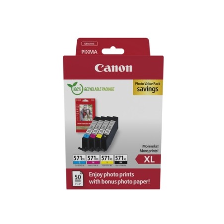 Canon CLI-571 XL C/M/Y/BK Photo Value Pack - Pack de 4 - 11 ml - à rendement élevé - 0332C006 | Le Matériel Informatique