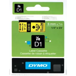 DYMO 43618 Ruban D1 Standard Noir sur Jaune 6mm x 7m
