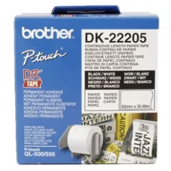 Brother DK22205 Rouleau de 30m continu support papier adhésif 62mm Brother