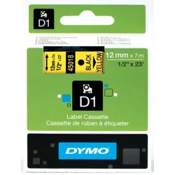 DYMO 45018 Ruban D1 Standard 12mm x 7m Noir sur Jaune