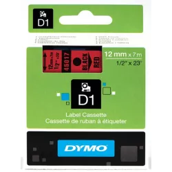 DYMO 45017 Ruban D1 Standard 12mm x 7m Noir sur Rouge