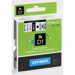 DYMO 45013 Ruban D1 Standard 12mm x 7m Noir sur Blanc