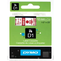 DYMO 45012 Ruban D1 Standard 12mm x 7m Rouge sur Transparent