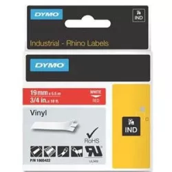 DYMO 1805422 Rhino Ruban Vinyl Coloré Blanc sur Rouge 19mm x 5.5m