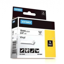 DYMO 18445 Rhino Ruban Vinyl Coloré Blanc sur Noir 19mm x 5.5m