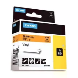 DYMO 18435 Rhino Ruban Vinyl Coloré Noir sur Orange 12mm x 5.5m 