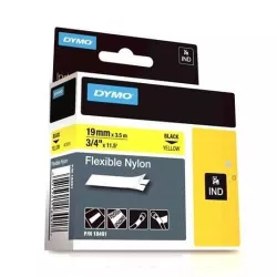DYMO 18491 Rhino Ruban Nylon Flexible Noir sur Jaune 19mm x 3,5m 