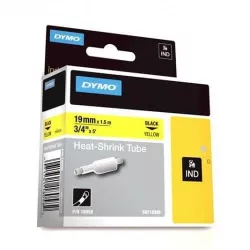 DYMO 18058 Rhino Gaine Thermo-rétractables Noir sur Jaune 19mm x 1.5m